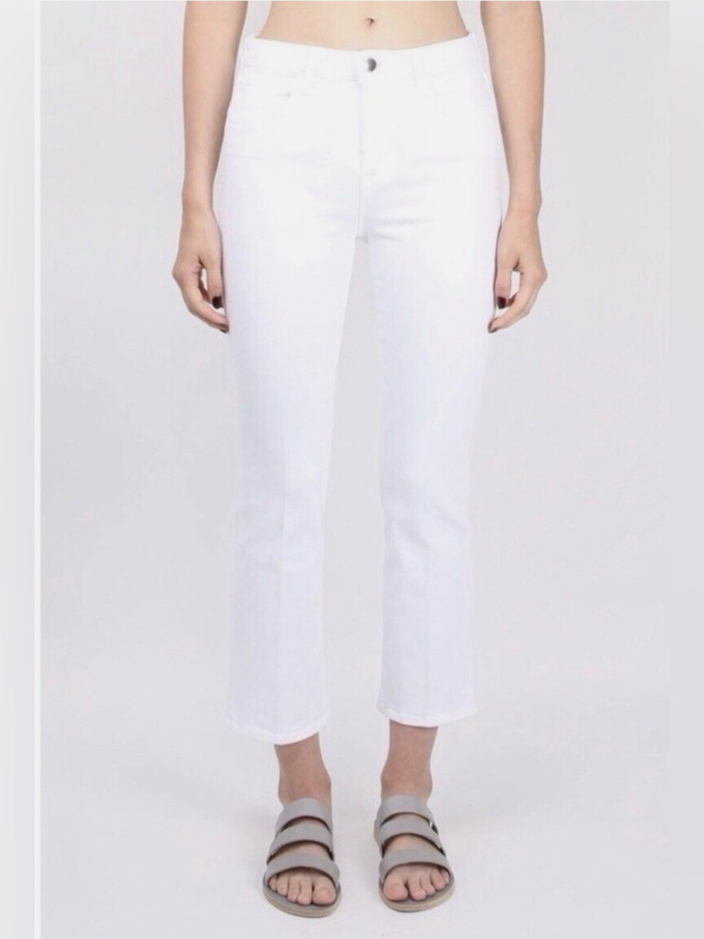 Women’s L'AGENCE White CROPPED baby FLARE Straight-Leg Jeans Serena